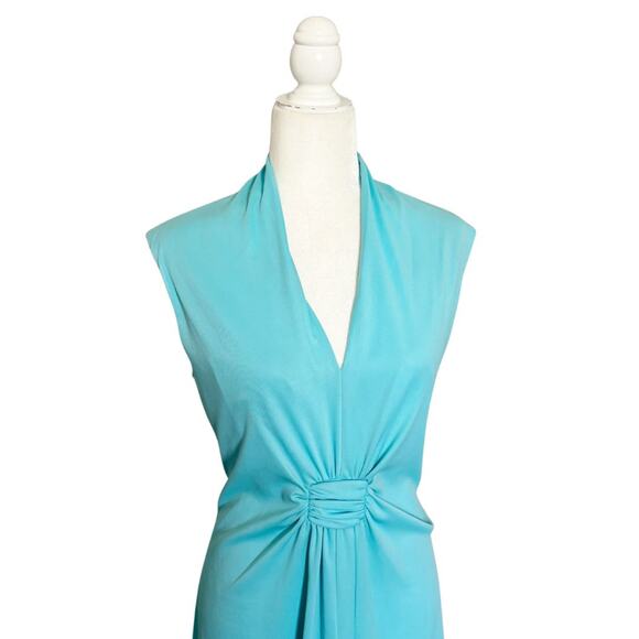 Vintage Montgomery Ward Ruched Maxi Dress Robin’s Egg Blue Union Made - Picture 3 of 8